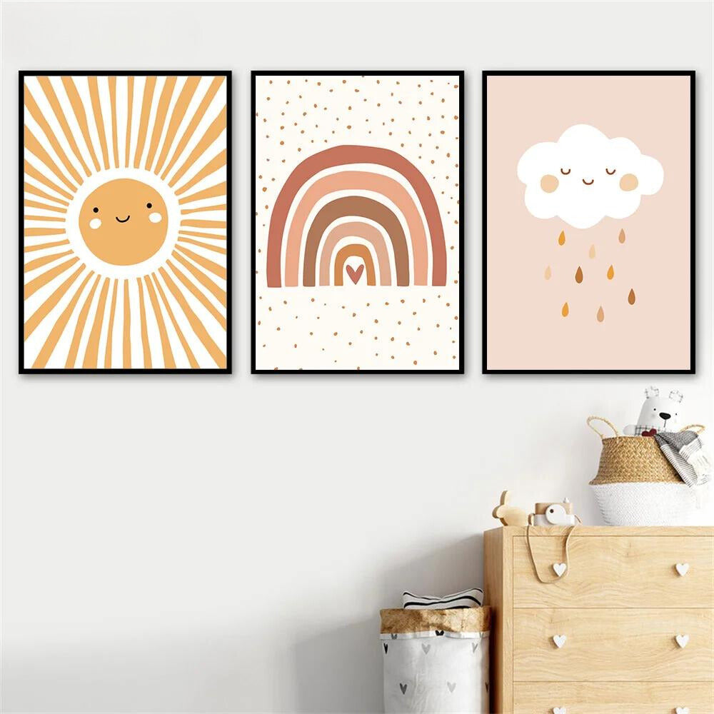 Rainbow Cloud Sun Canvas Prints