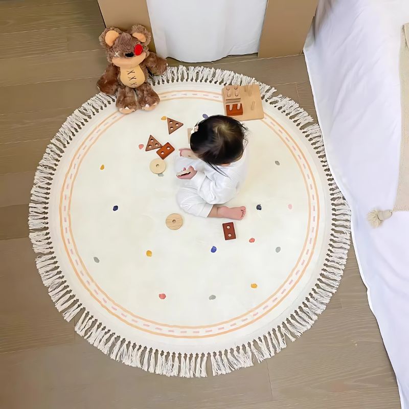 Kids Rug Round Washable Dot